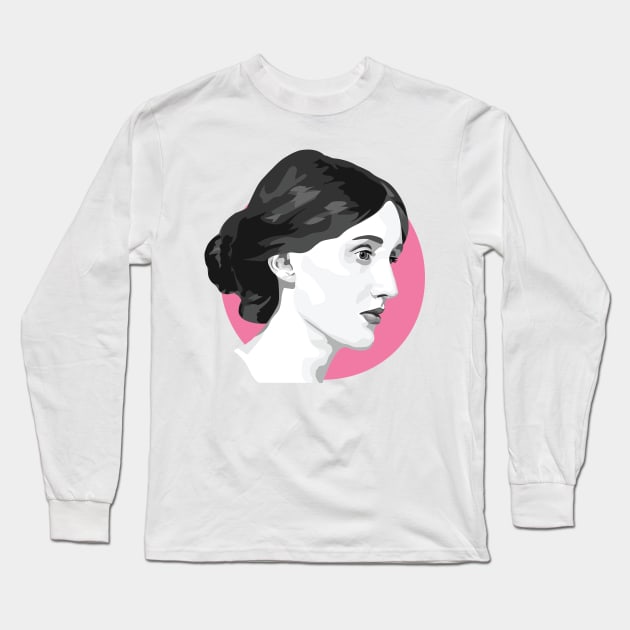 Virginia Woolf Long Sleeve T-Shirt by FemCards